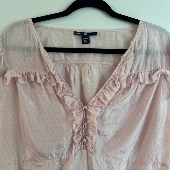GAP Pink Flutter Sleeve Ruffled Blouse - Picture 2 of 6
